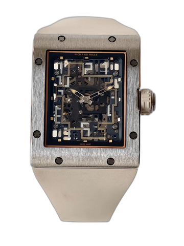 UMI RM 16-02 Extra Flat Brushed Titanium Beige Rubber Strap Replica Watch