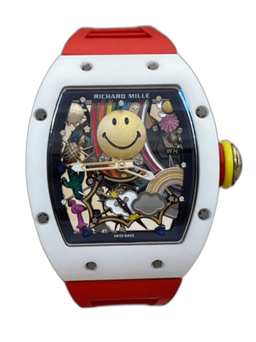 Richard Mille RM 88 Smiley Automatic Tourbillon Watch Replica, Red Rubber Strap