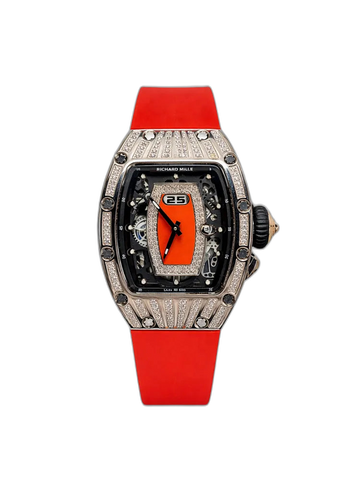 Richard Mille RM 037 Replica Diamond-Set Case Red Rubber Strap Luxury Ladies Wristwatch