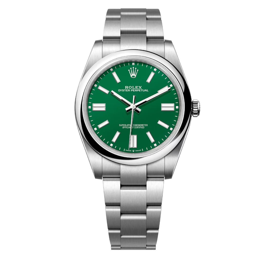 Rolex Perpetual Green Dial 41 mm Metal Bracelet Men's Watch