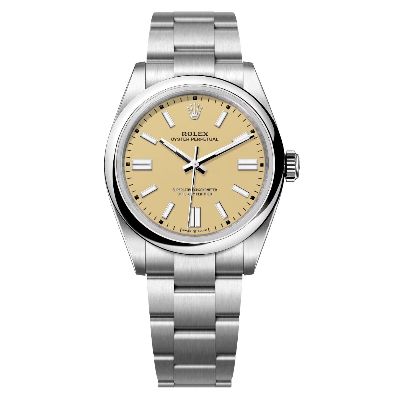 Rolex Perpetual Beige Dial 41 mm Metal Bracelet Men's Watch