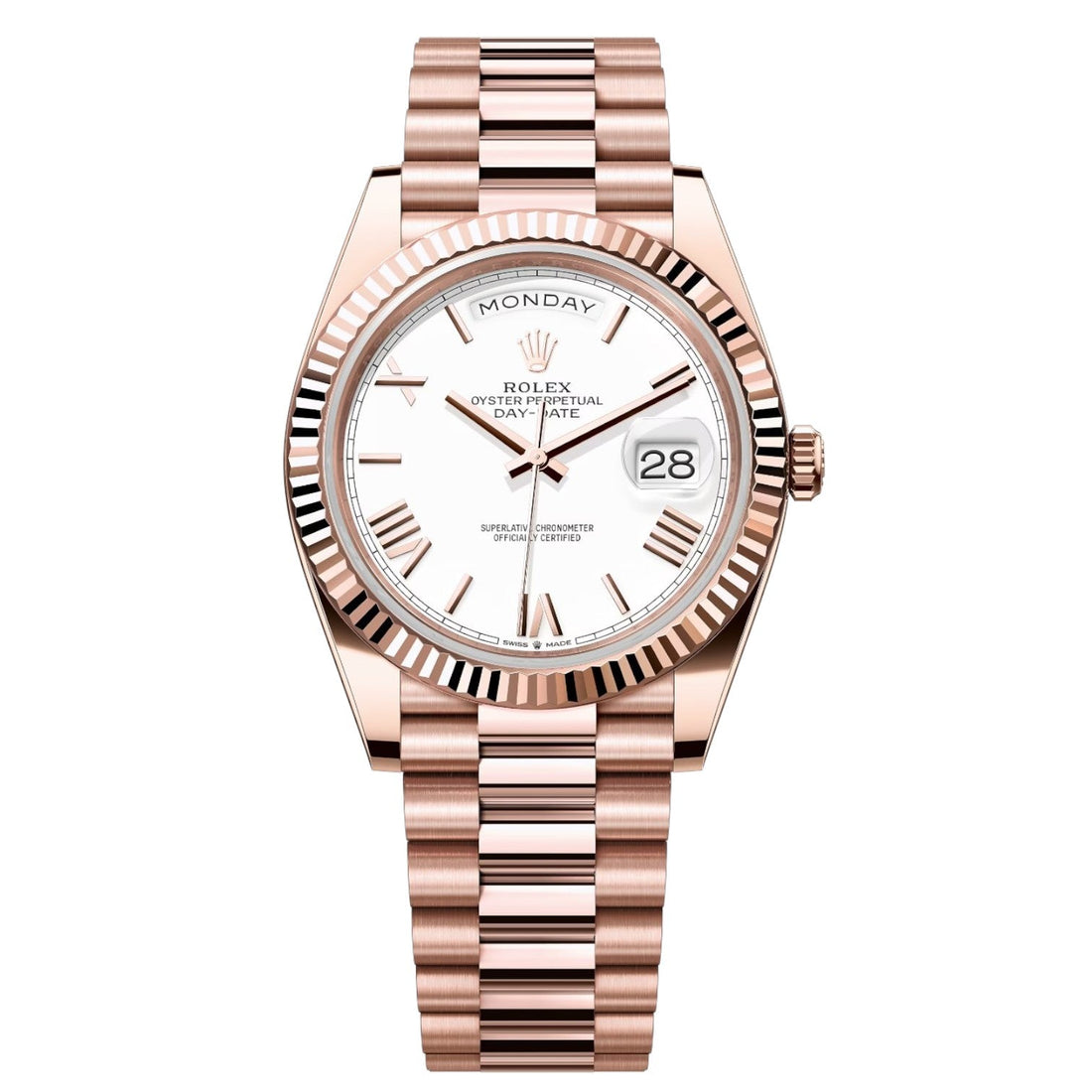 Rolex Day-Date White Dial 41 mm Metal Bracelet Men's Watch