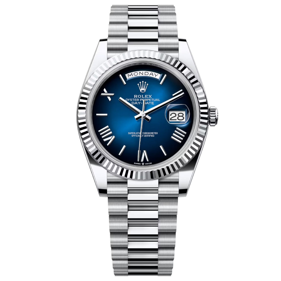 Rolex Day-Date Blue Dial 41 mm Metal Bracelet Men's Watch (Ref. 040)