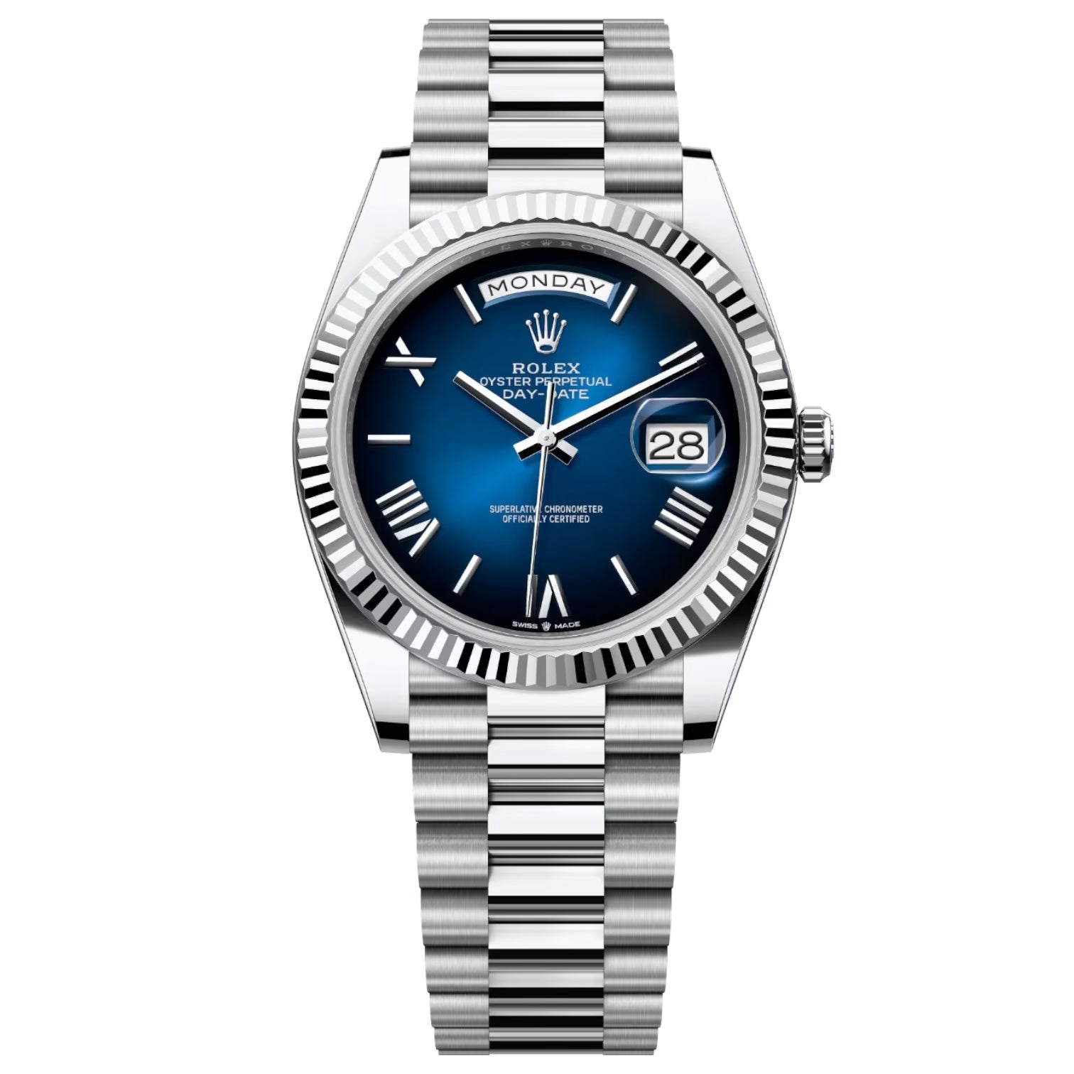 Rolex Day-Date Blue Dial 41 mm Metal Bracelet Men's Watch (Ref. 040)