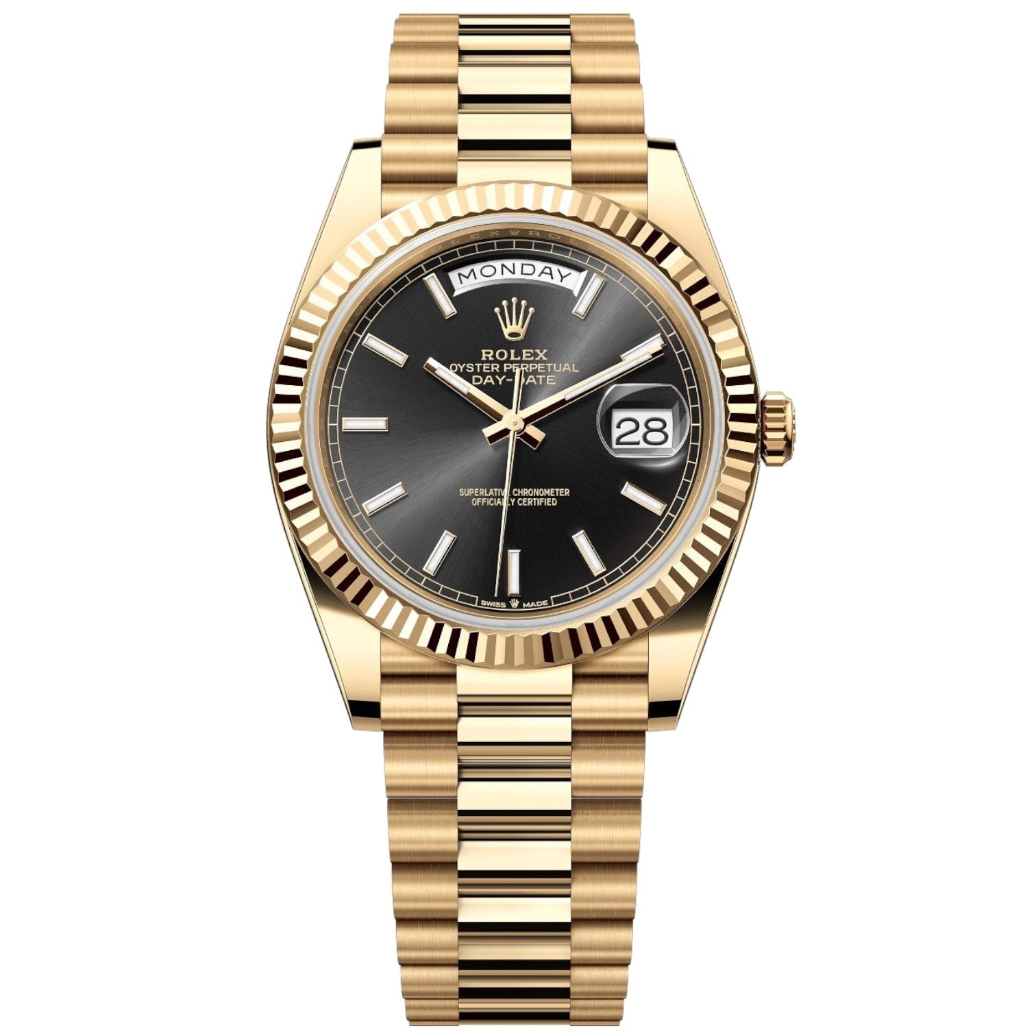 Rolex Day-Date Black Dial 41 mm Metal Bracelet Men's Watch (Ref. 121)