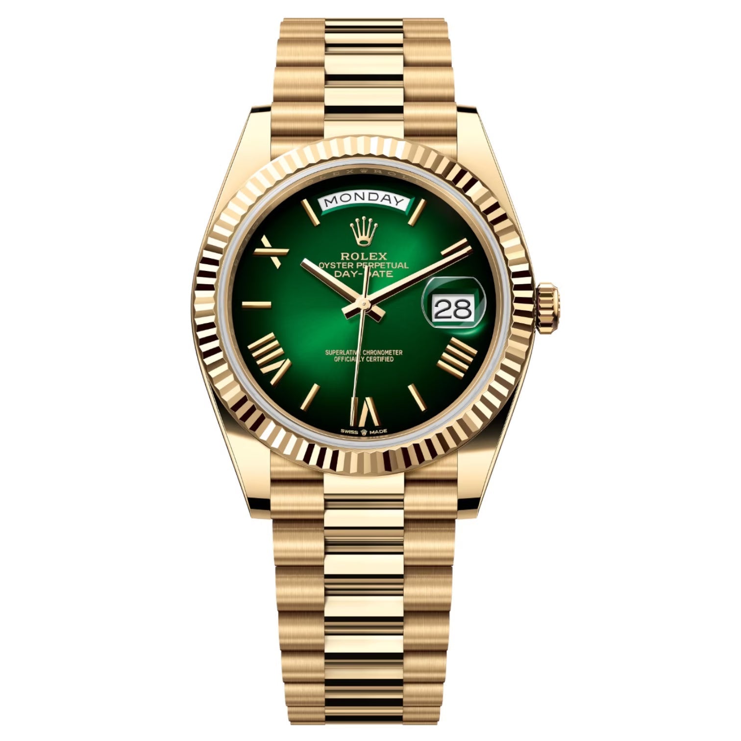 Rolex Day-Date Green Dial 41 mm Metal Bracelet Men's Watch (Ref. 013)