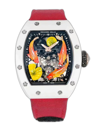 Best Replica Richard Mille RM S10 Koi Tourbillon Watch – Red Strap