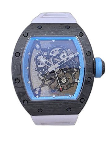 Replica Richard Mille RM055 NTPT Carbon Fiber Light Blue Skeleton Dial Super Clone Watch