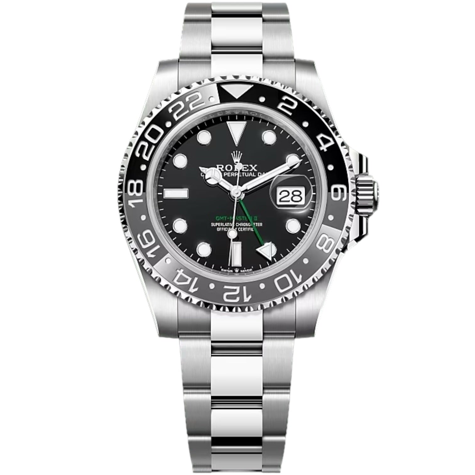 Rolex GMT-Master II Black Dial Metal Bracelet Men's Watch (Ref. 090)