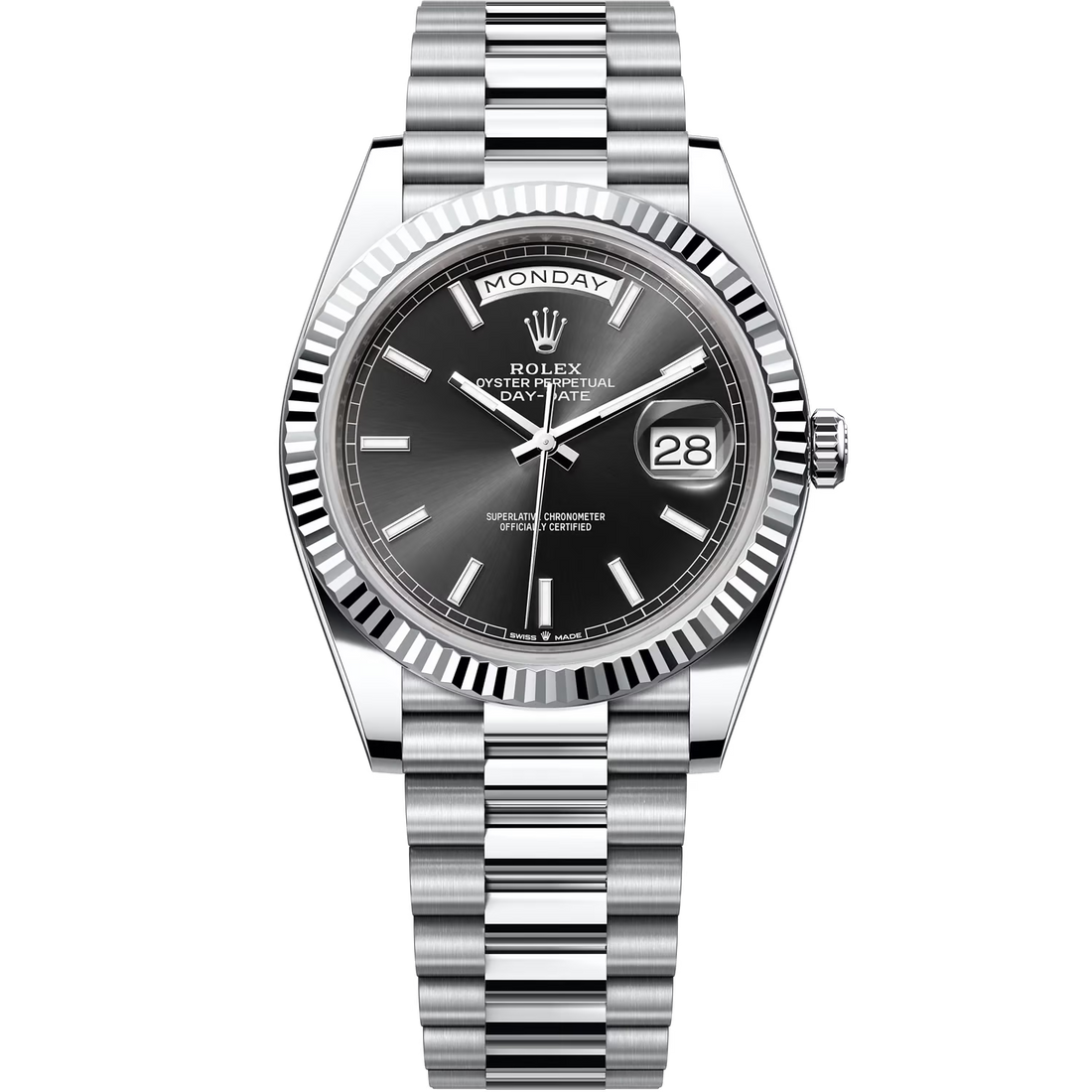 Rolex Day-Date Black Dial 41 mm Metal Bracelet Men's Watch (Ref. 118)