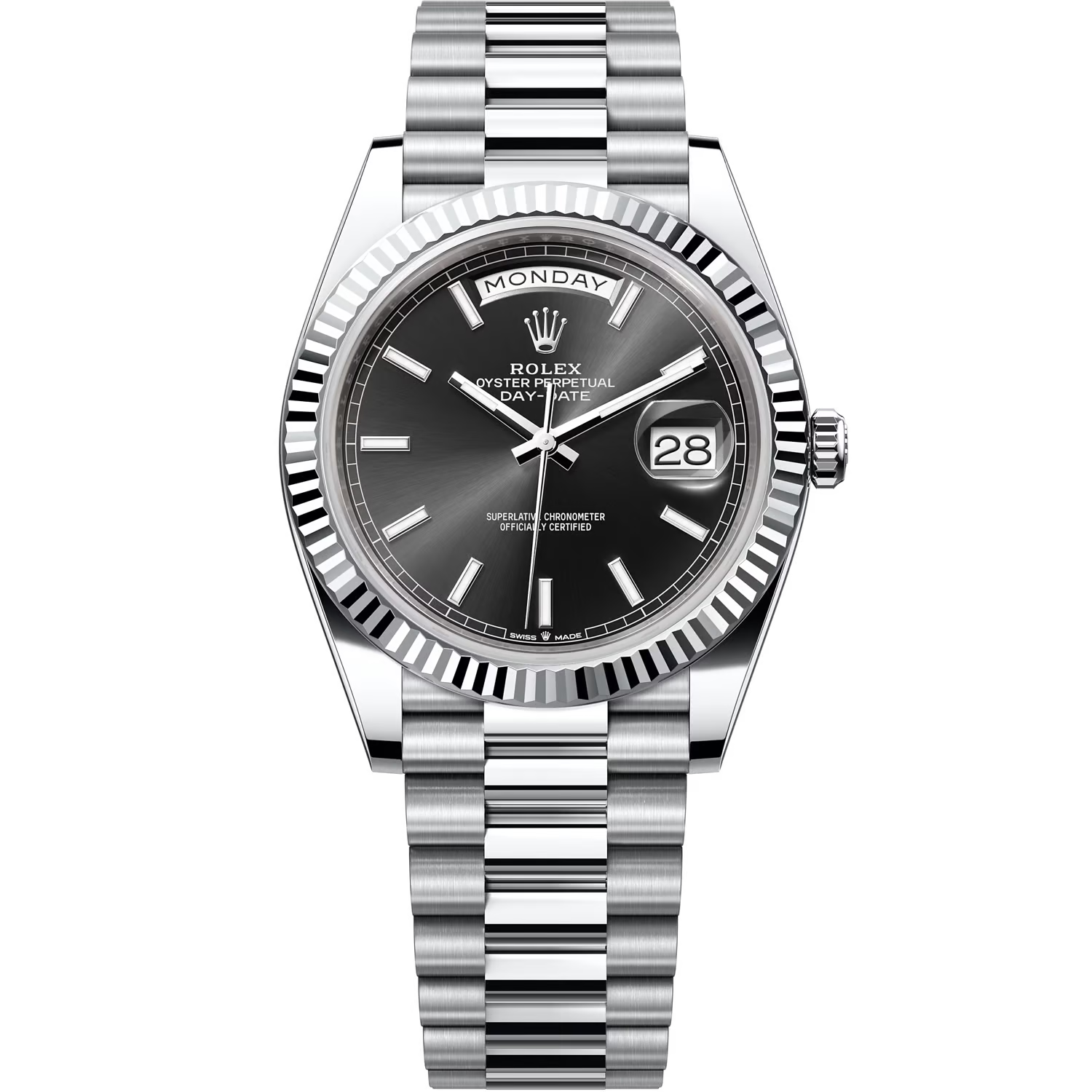 Rolex Day-Date Black Dial 41 mm Metal Bracelet Men's Watch (Ref. 118)
