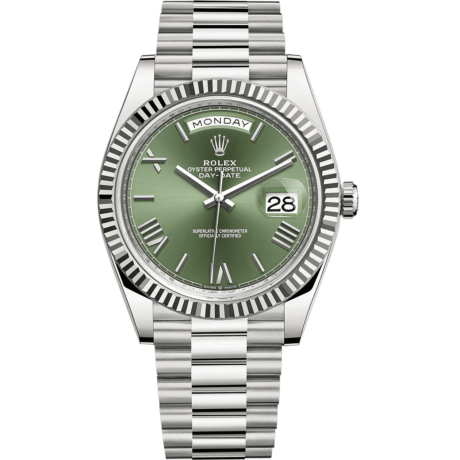 Rolex Day-Date Green Dial 41 mm Metal Bracelet Men's Watch (Ref. 120)