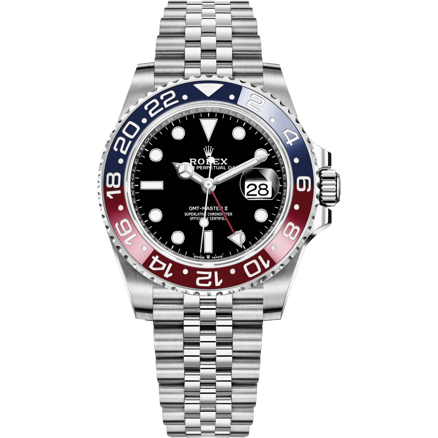 Rolex GMT-Master II Black Dial Metal Bracelet Men's Watch (Ref. 021)