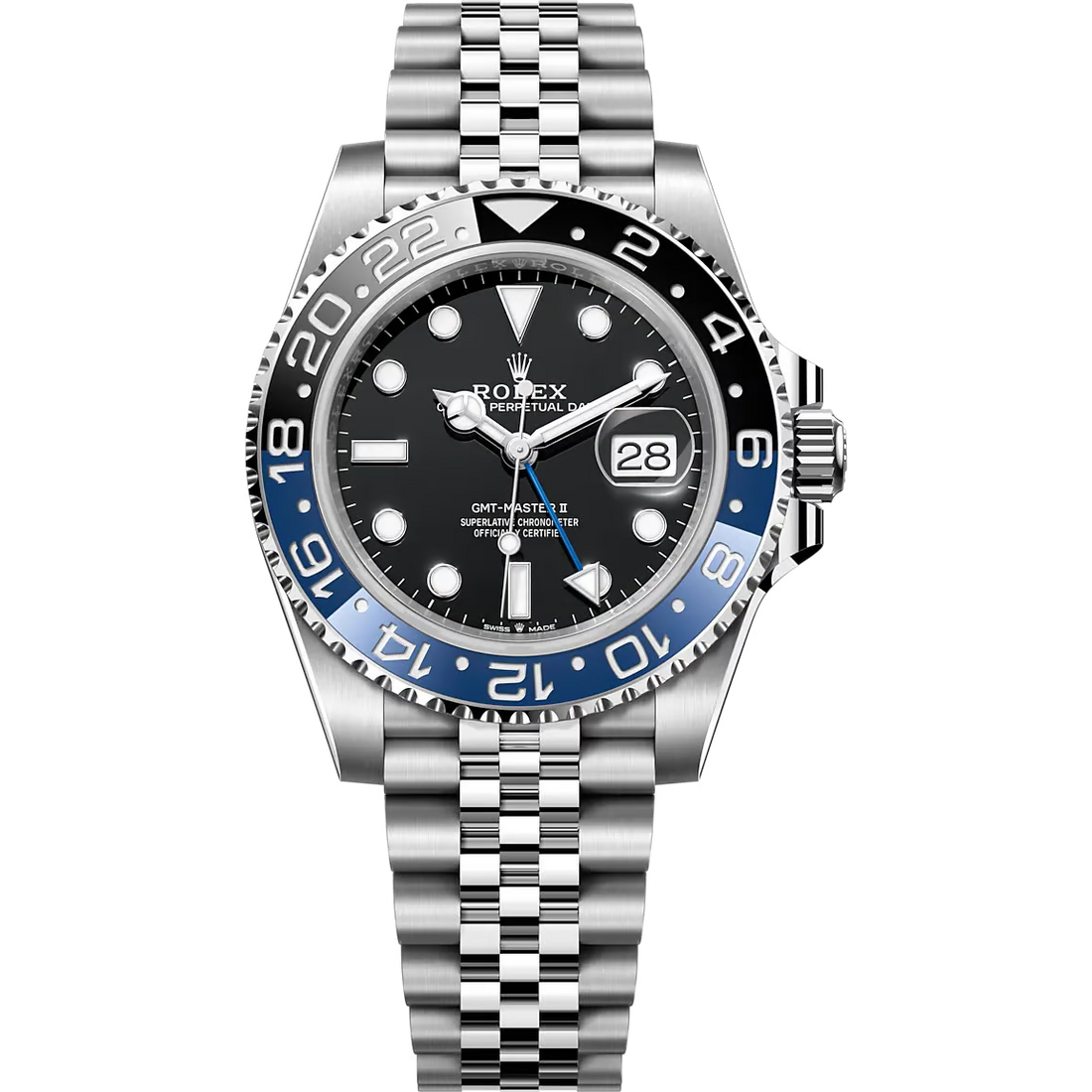 Rolex GMT-Master II Black Dial Metal Bracelet Men's Watch (Ref. 092)