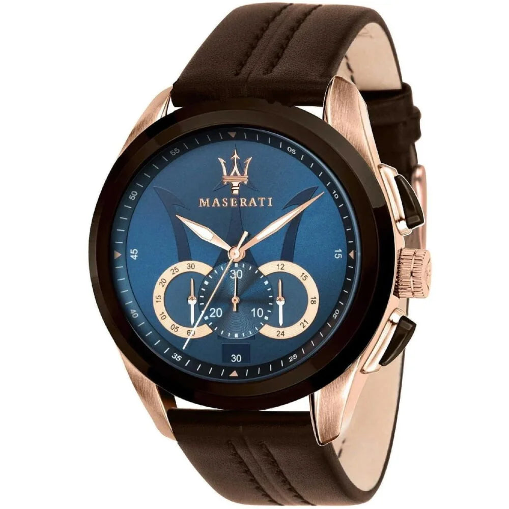 Maserati Black Dial 45 mm Leather Strap Men's Watch R8871612024