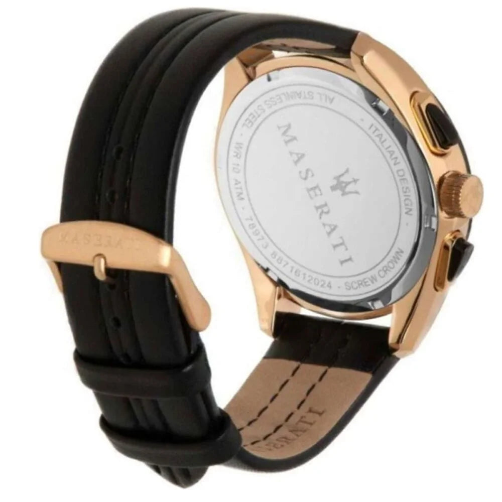 Maserati Black Dial 45 mm Leather Strap Men's Watch R8871612024
