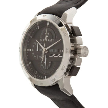 Maserati Black Dial 45 mm Leather Strap Men's Watch R8871619004