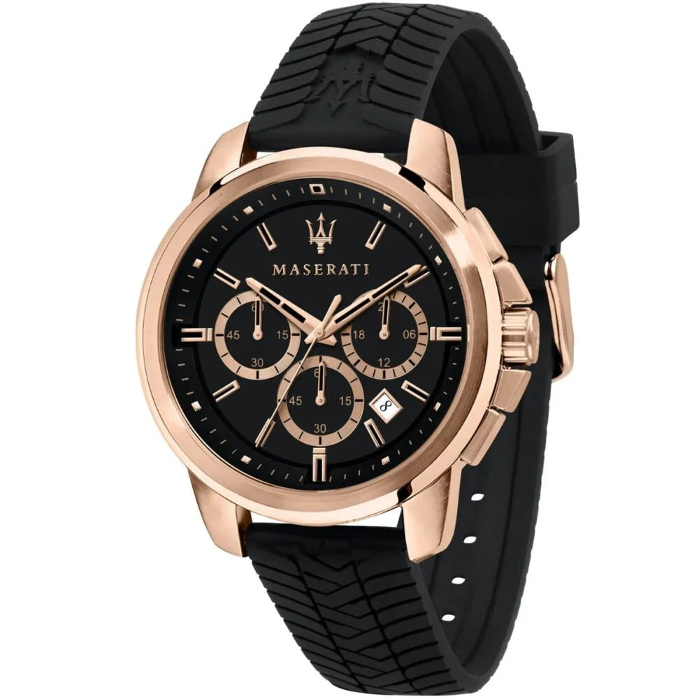 Maserati Black Dial 44 mm Rubber Strap Men's Watch R8871621012