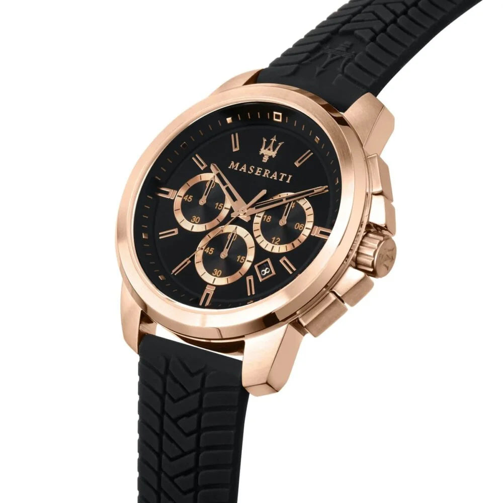 Maserati Black Dial 44 mm Rubber Strap Men's Watch R8871621012