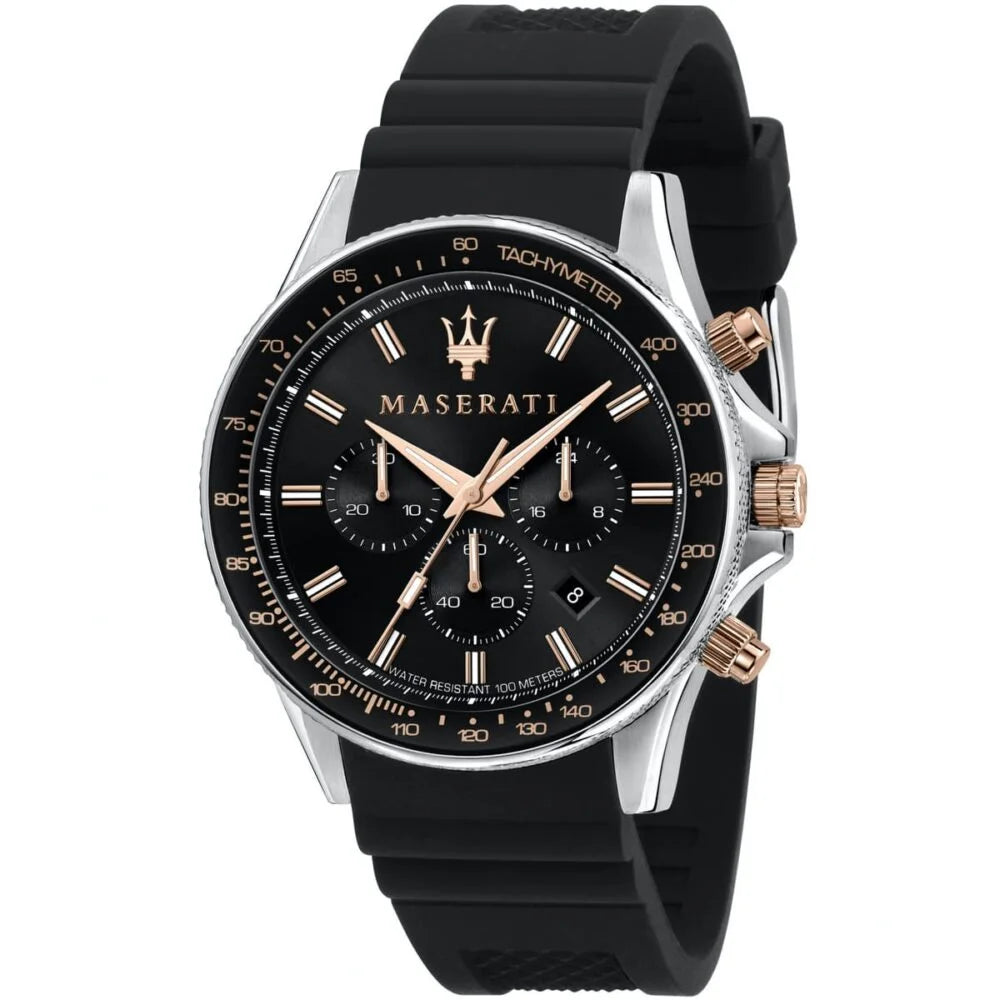 Maserati Black Dial 44 mm Rubber Strap Men's Watch R8871640002