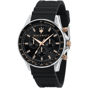 Maserati Black Dial 44 mm Rubber Strap Men's Watch R8871640002