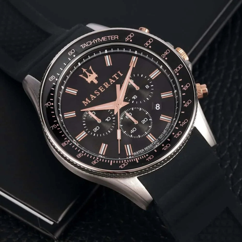 Maserati Black Dial 44 mm Rubber Strap Men's Watch R8871640002