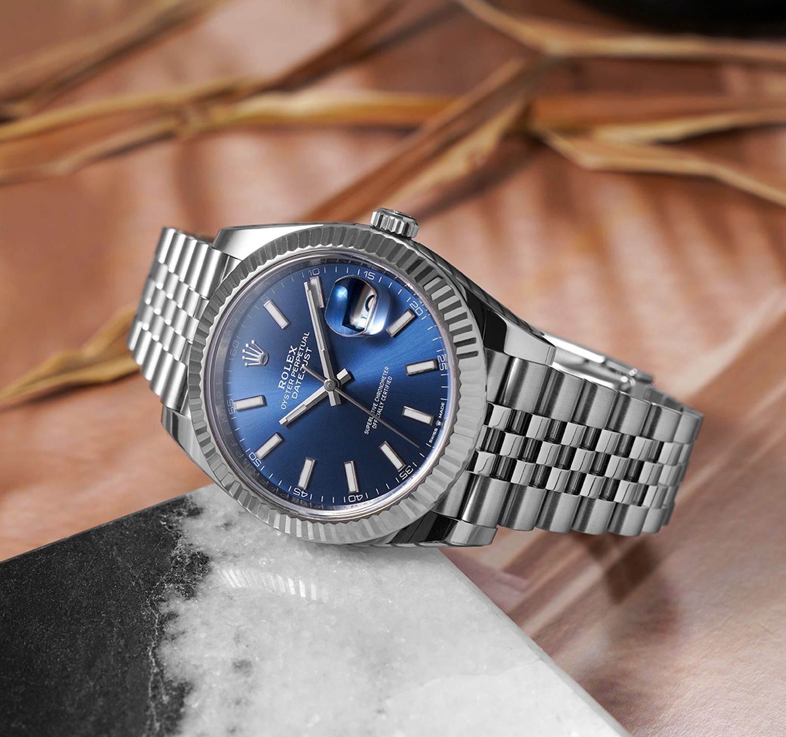 Rolex Datejust Blue Dial 41 mm Metal Bracelet Men's Watch