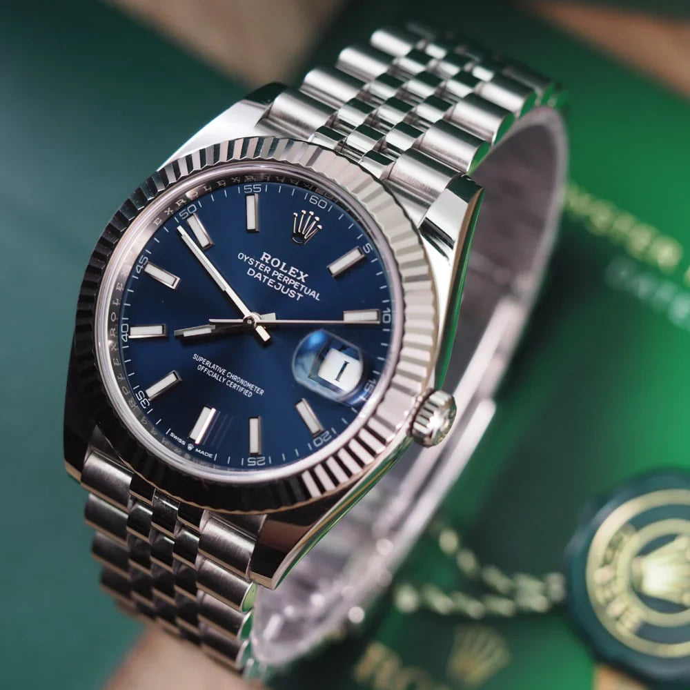 Rolex Datejust Blue Dial 41 mm Metal Bracelet Men's Watch
