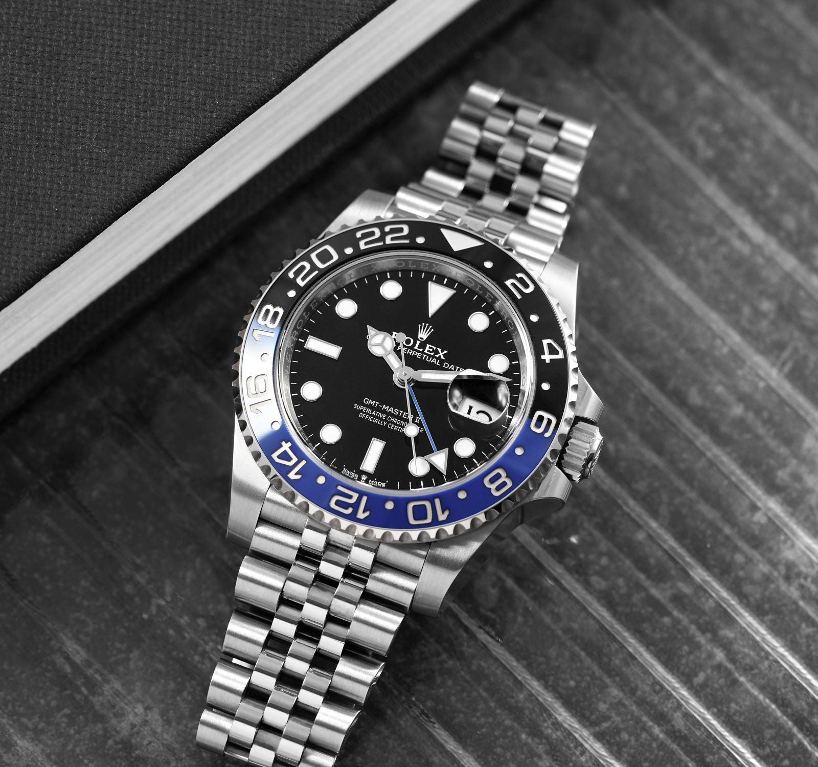 Rolex GMT-Master II Black Dial Metal Bracelet Men's Watch (Ref. 092)