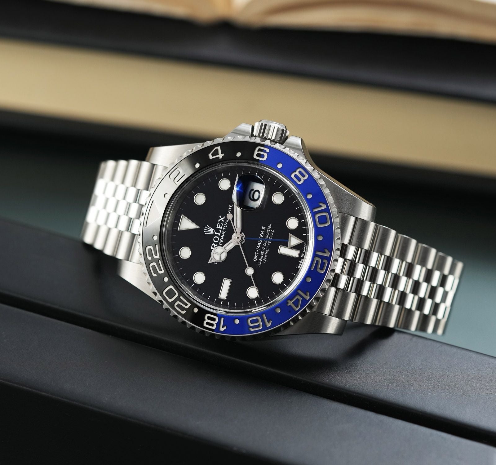 Rolex GMT-Master II Black Dial Metal Bracelet Men's Watch (Ref. 092)