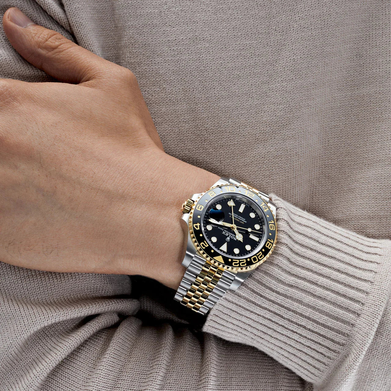 Rolex GMT-Master II Black Dial Metal Bracelet Men's Watch (Ref. 022)