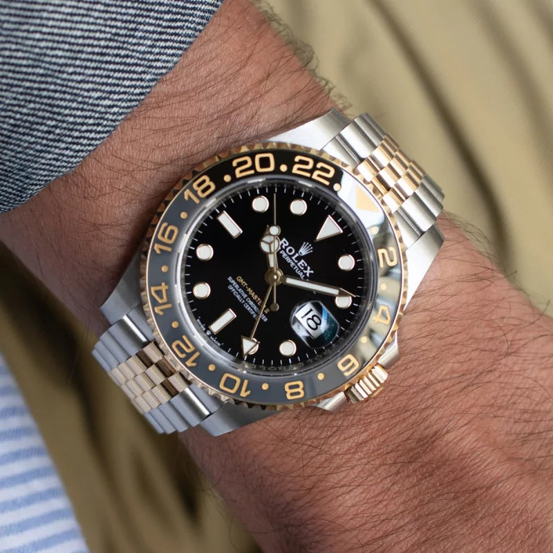Rolex GMT-Master II Black Dial Metal Bracelet Men's Watch (Ref. 022)