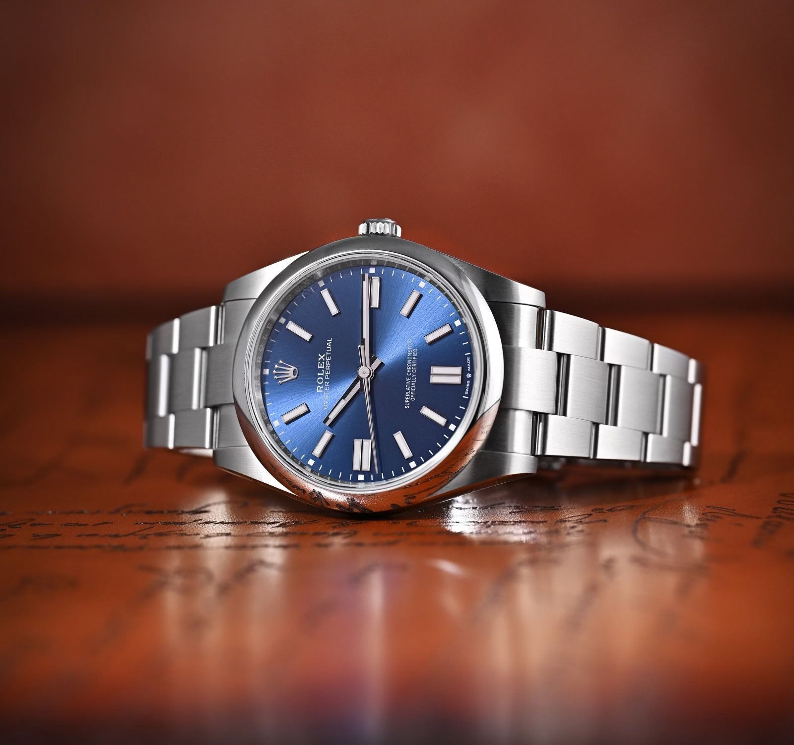 Rolex Perpetual Blue Dial 41 mm Metal Bracelet Men's Watch
