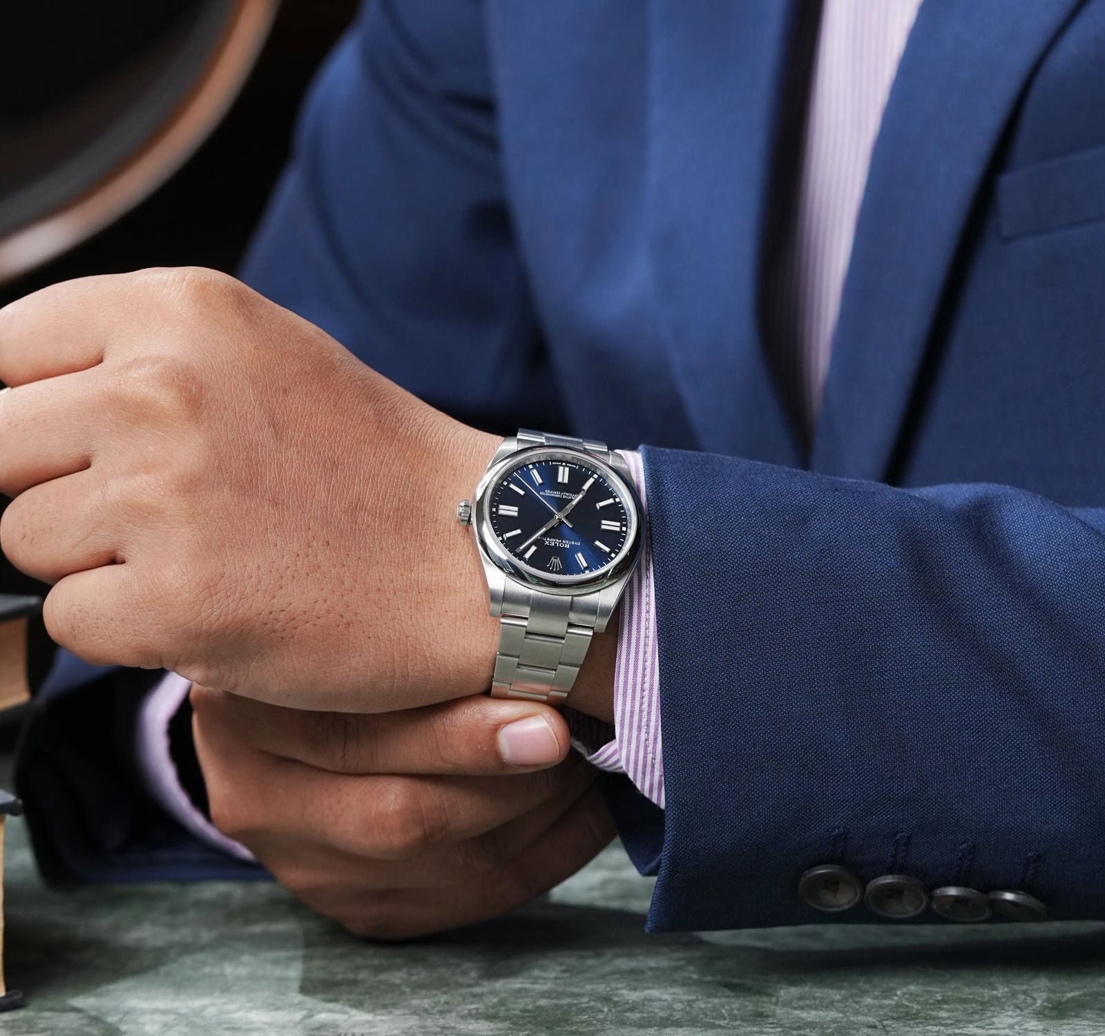 Rolex Perpetual Blue Dial 41 mm Metal Bracelet Men's Watch