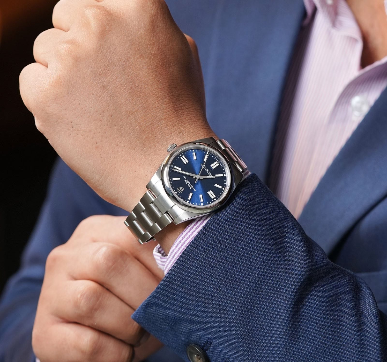 Rolex Perpetual Blue Dial 41 mm Metal Bracelet Men's Watch