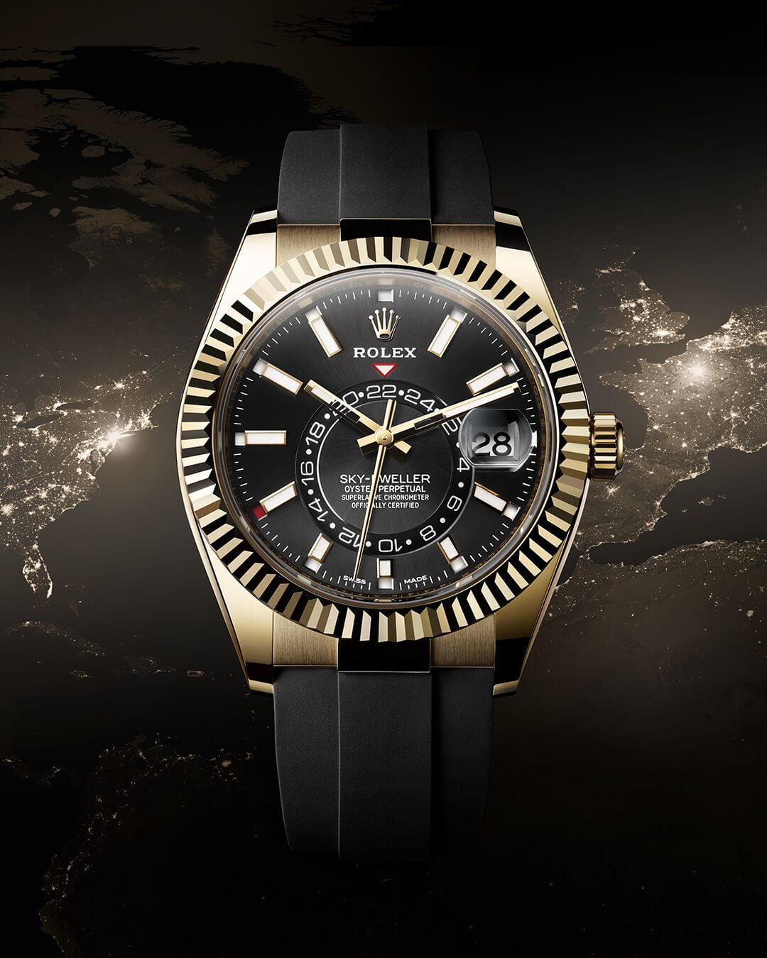 Rolex Sky-Dweller Rubber Black Dial 43 mm Men's Watch