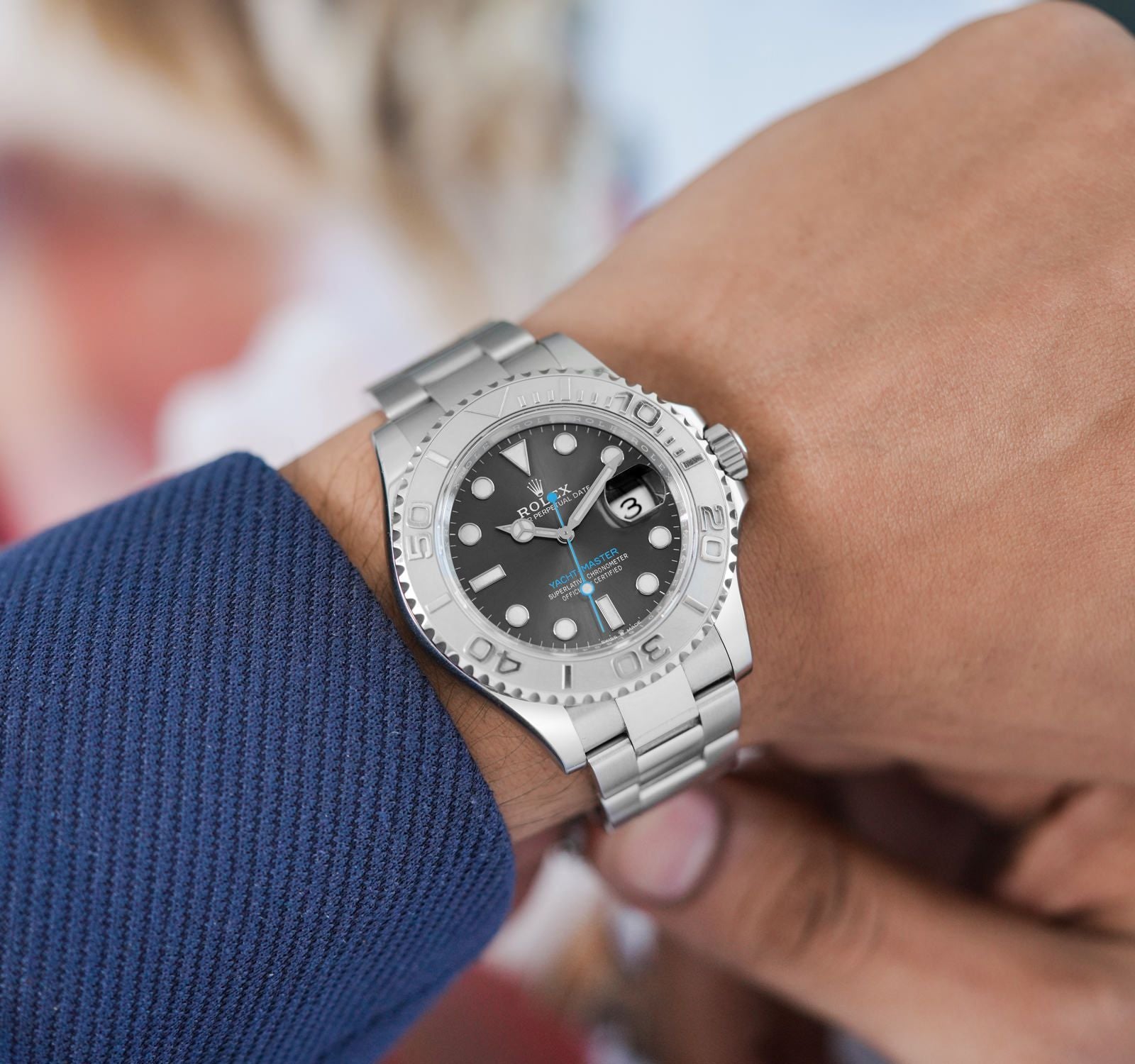 Rolex Yacht-Master Silver Dial 44 mm Silver Strap Men's Watch