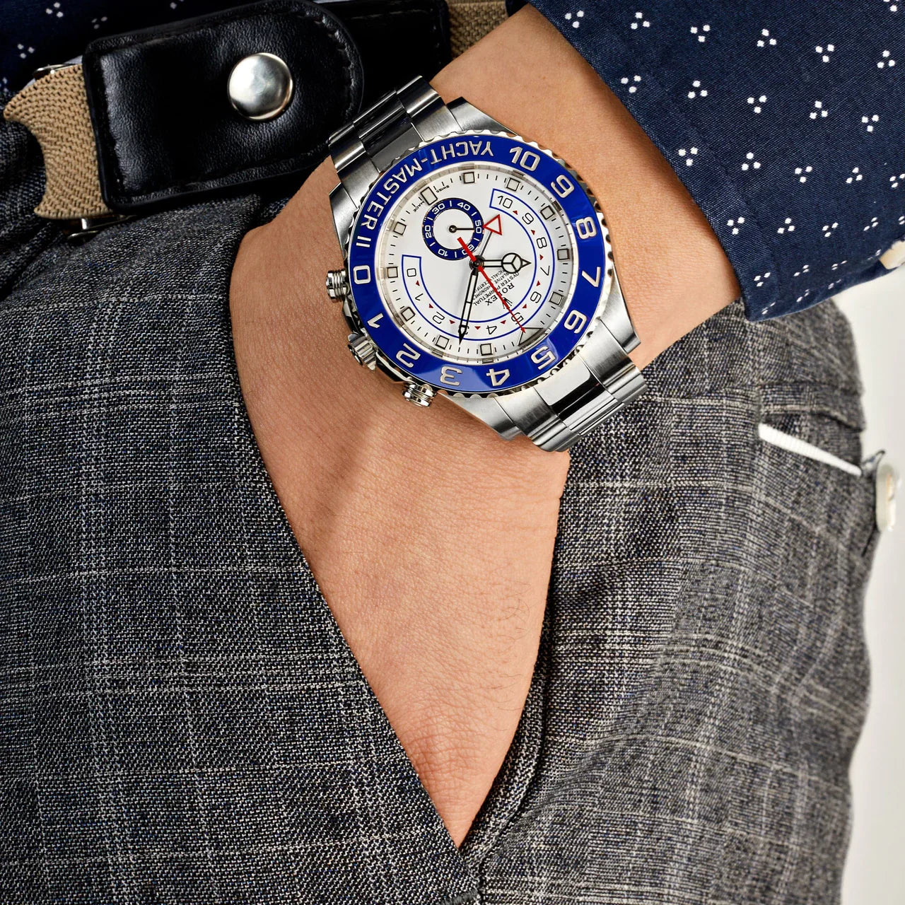 Rolex Yacht-Master II White Dial 44 mm Metal Bracelet Men's Watch (Ref. 085)