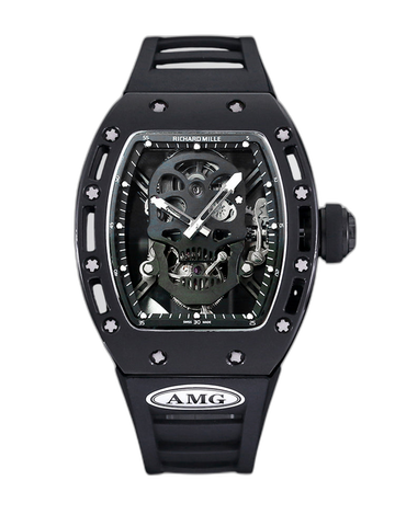 Swiss Richard Mille RM 052 Replica Watch – Skeleton Tourbillon, Skull Face, Black Rubber Strap, AAAAA Quality