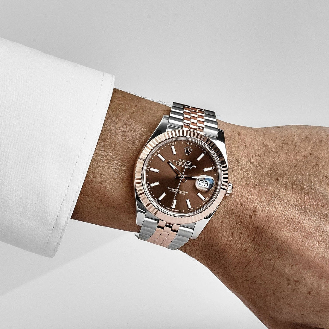 Rolex Datejust Brown Dial 41 mm Metal Bracelet Men's Watch