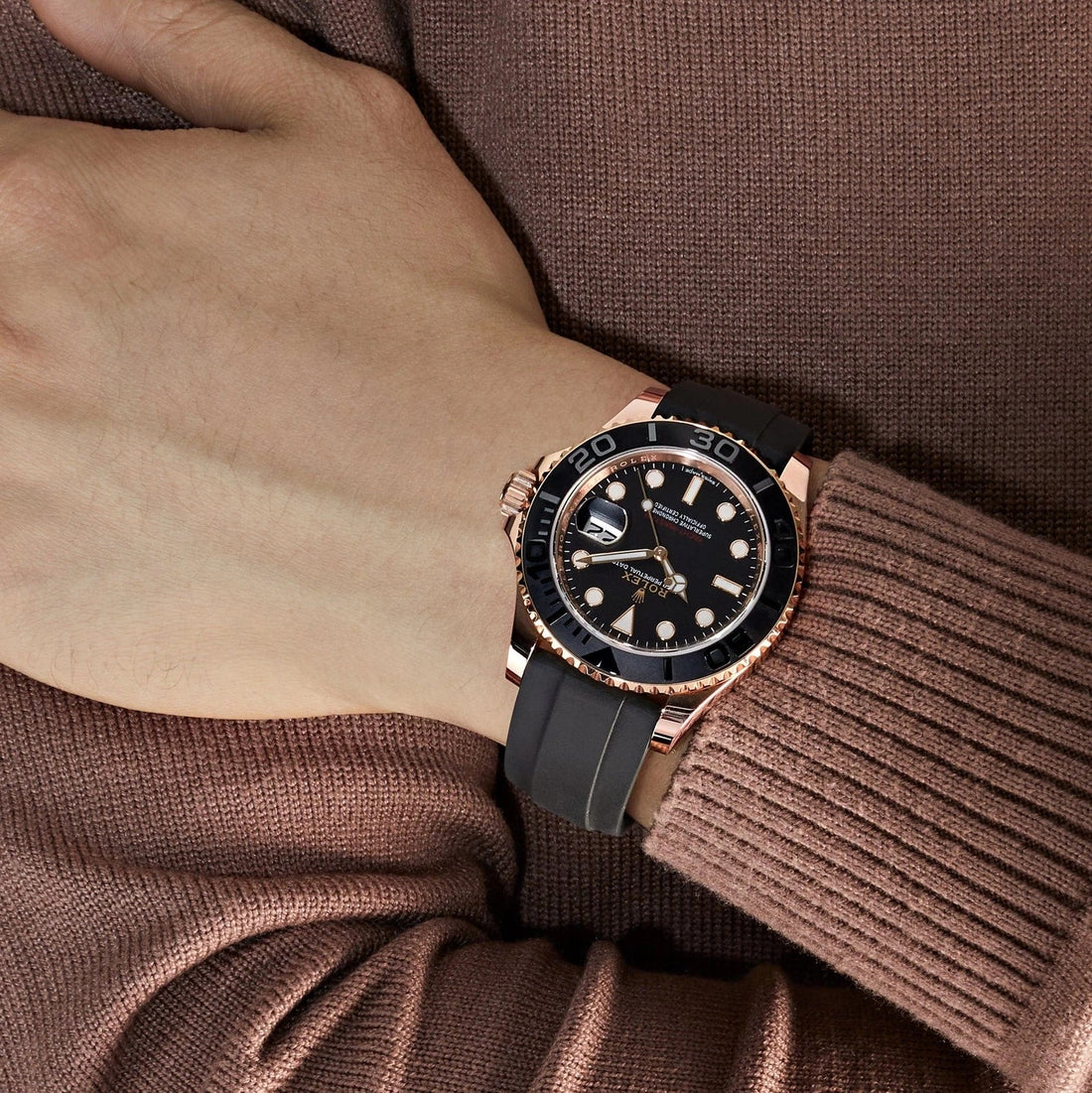 Rolex Rubber Yacht-Master Black Dial Men's Watch (Ref. 069)