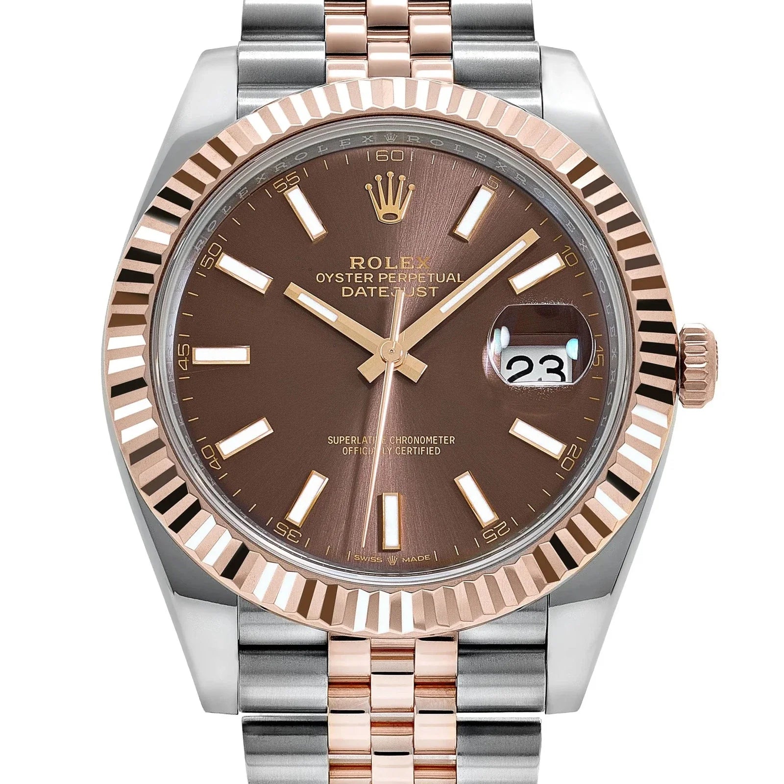 Rolex Datejust Brown Dial 41 mm Metal Bracelet Men's Watch