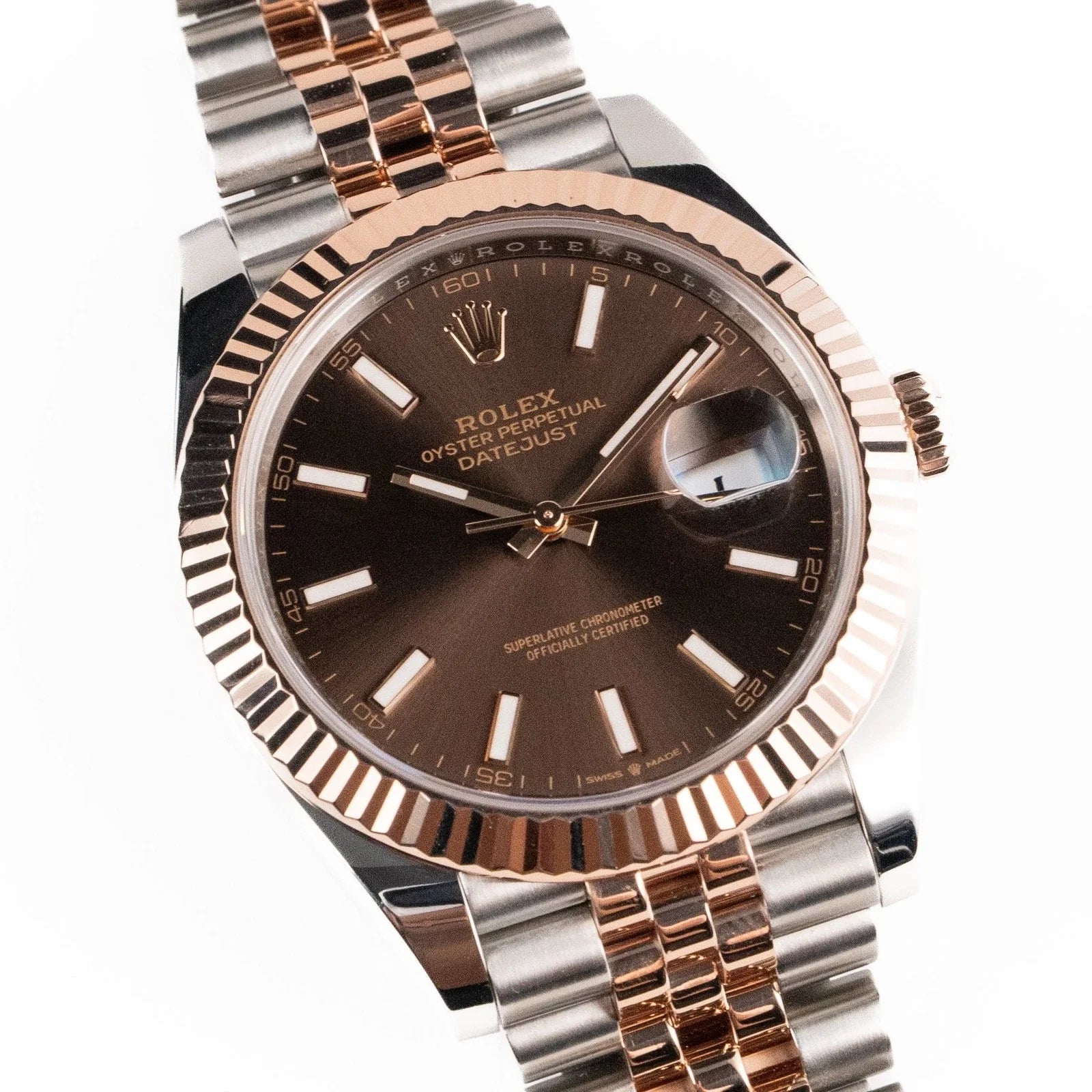 Rolex Datejust Brown Dial 41 mm Metal Bracelet Men's Watch