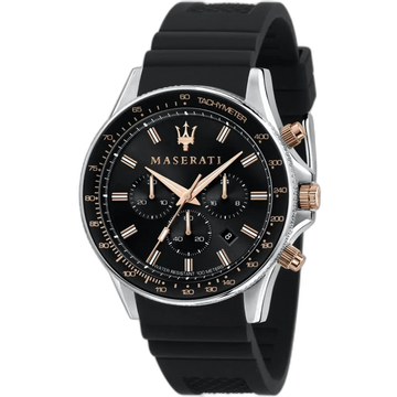 Maserati Black Dial 44 mm Rubber Strap Men's Watch R8871640002