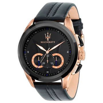Maserati Black Dial 45 mm Leather Strap Men's Watch R8871612025