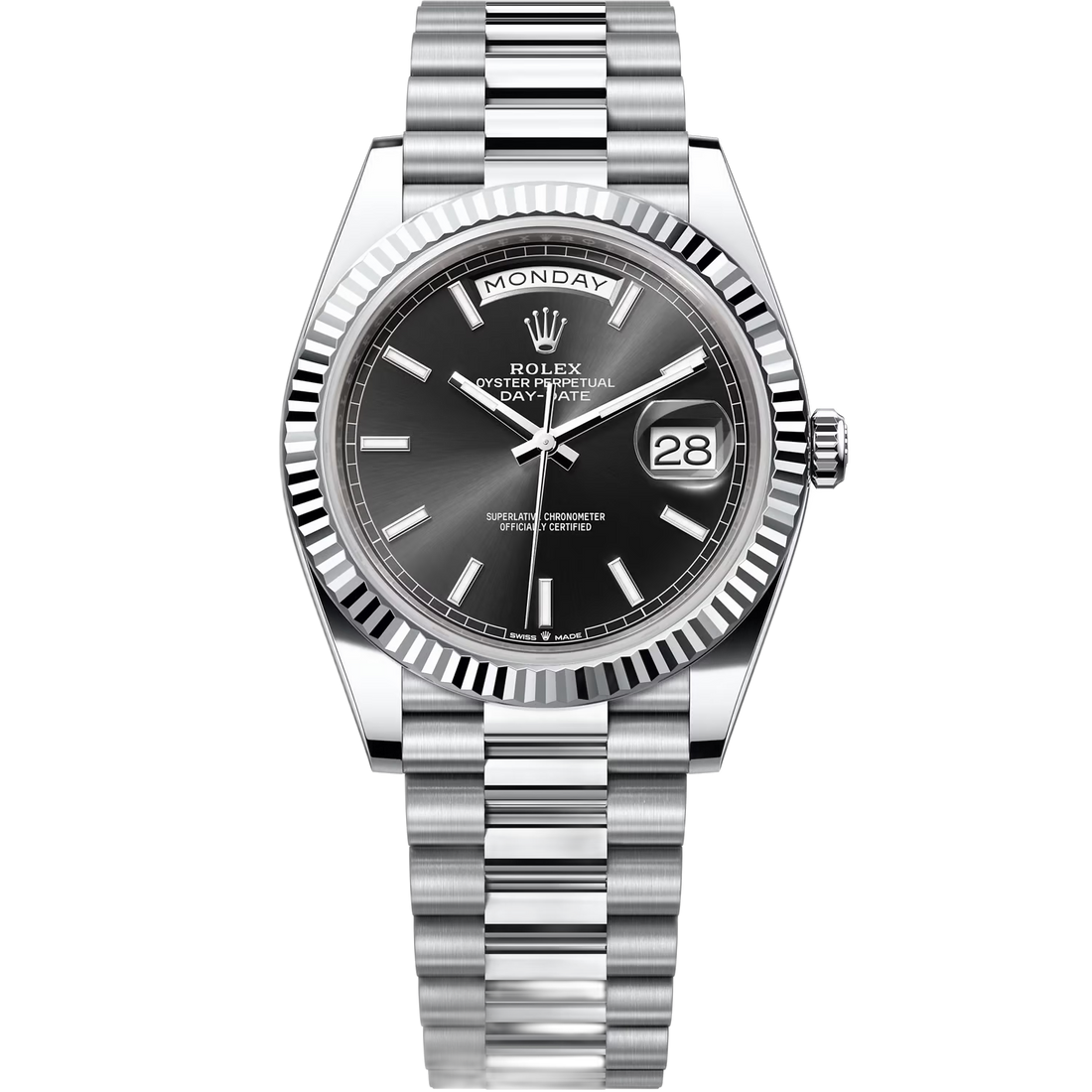 Rolex Day-Date Black Dial 41 mm Metal Bracelet Men's Watch (Ref. 118)
