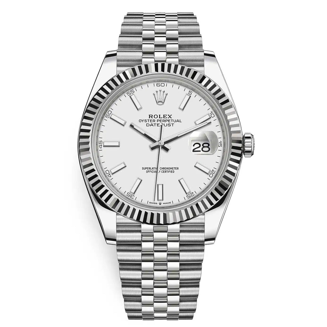 Rolex Datejust White Dial 41 mm Metal Bracelet Men's Watch (Ref. 078)
