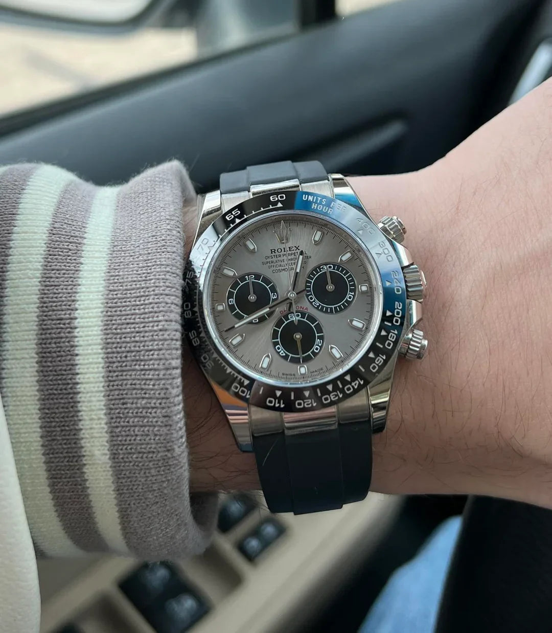 Rolex Daytona Rubber Silver Dial Men's Watch