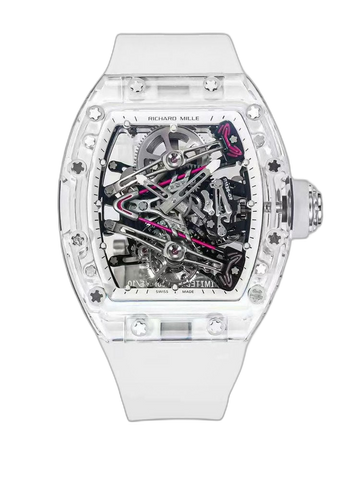 Richard Mille RM 38-02 Tourbillon Bubba Watson Pink Skeleton Crystal Transparent Super Clone Replica Watch